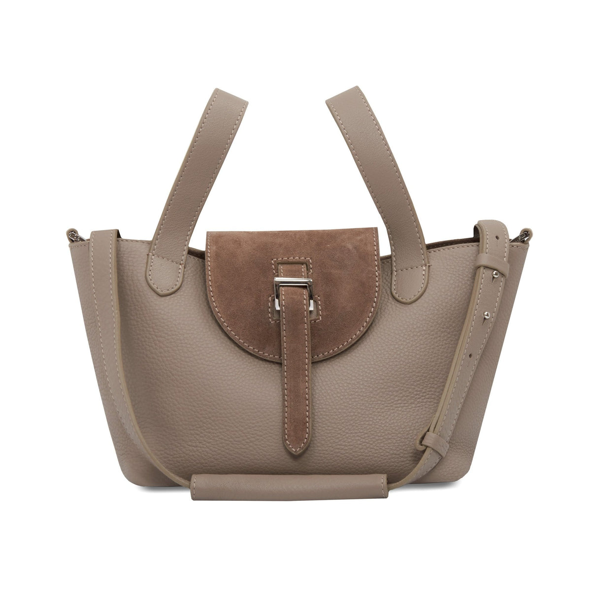 Thela Mini Taupe and Pink with Zip Closure Cross Body Bag for Women
