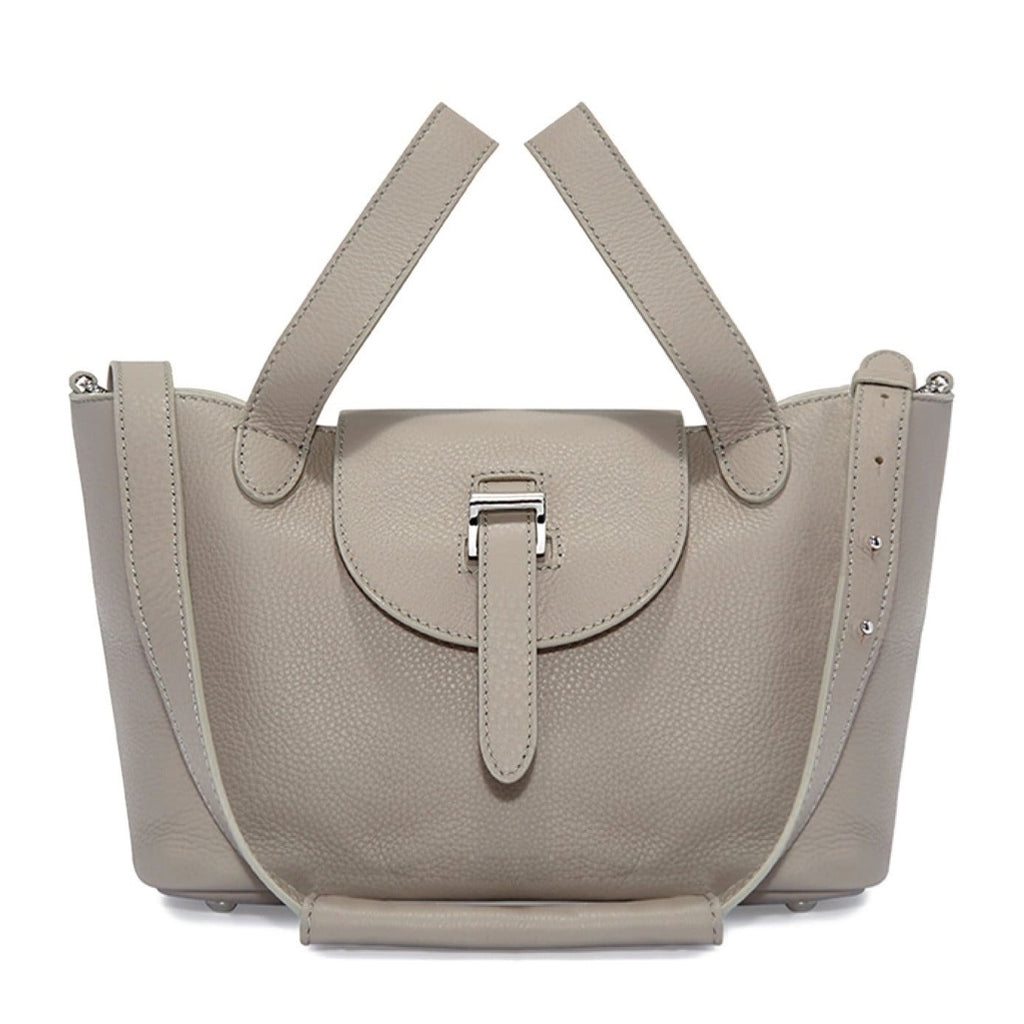 Thela Mini Taupe Grey with Zip Closure Cross Body Bag  for Women