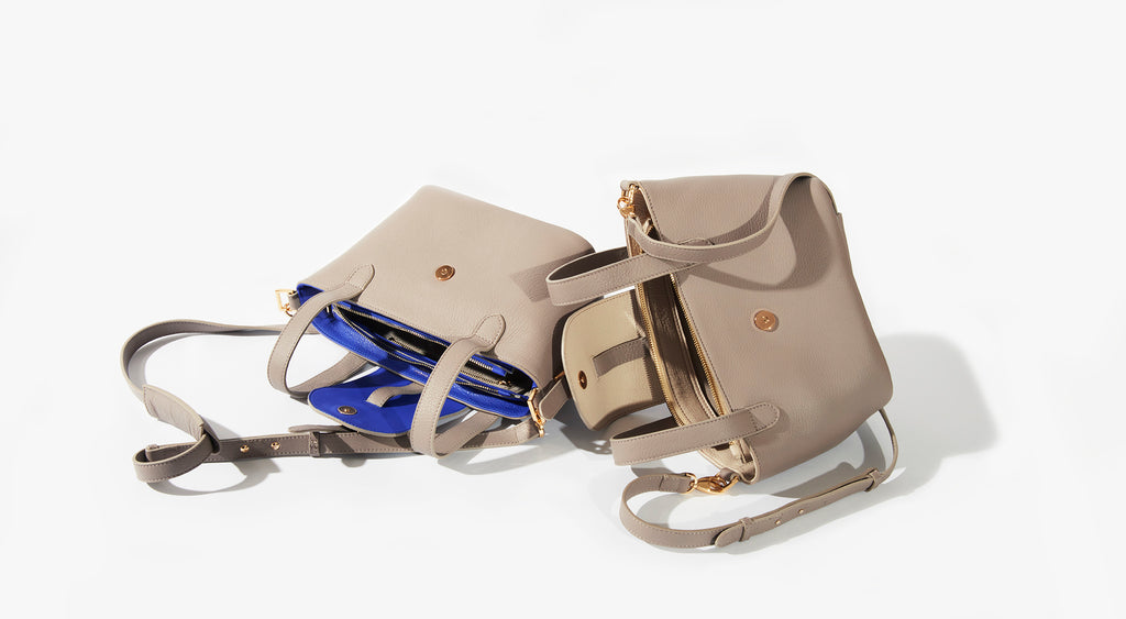 Thela Mini Taupe and Lamb with Zip Closure Cross Body Bag for Women