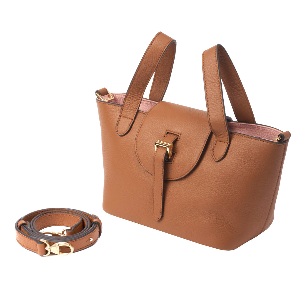 Thela Mini Tan and pink with Zip Closure Cross Body Bag for