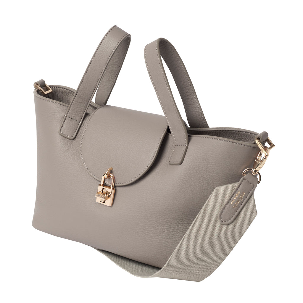 La Segreta Thela Taupe Leather Tote Bag for Women