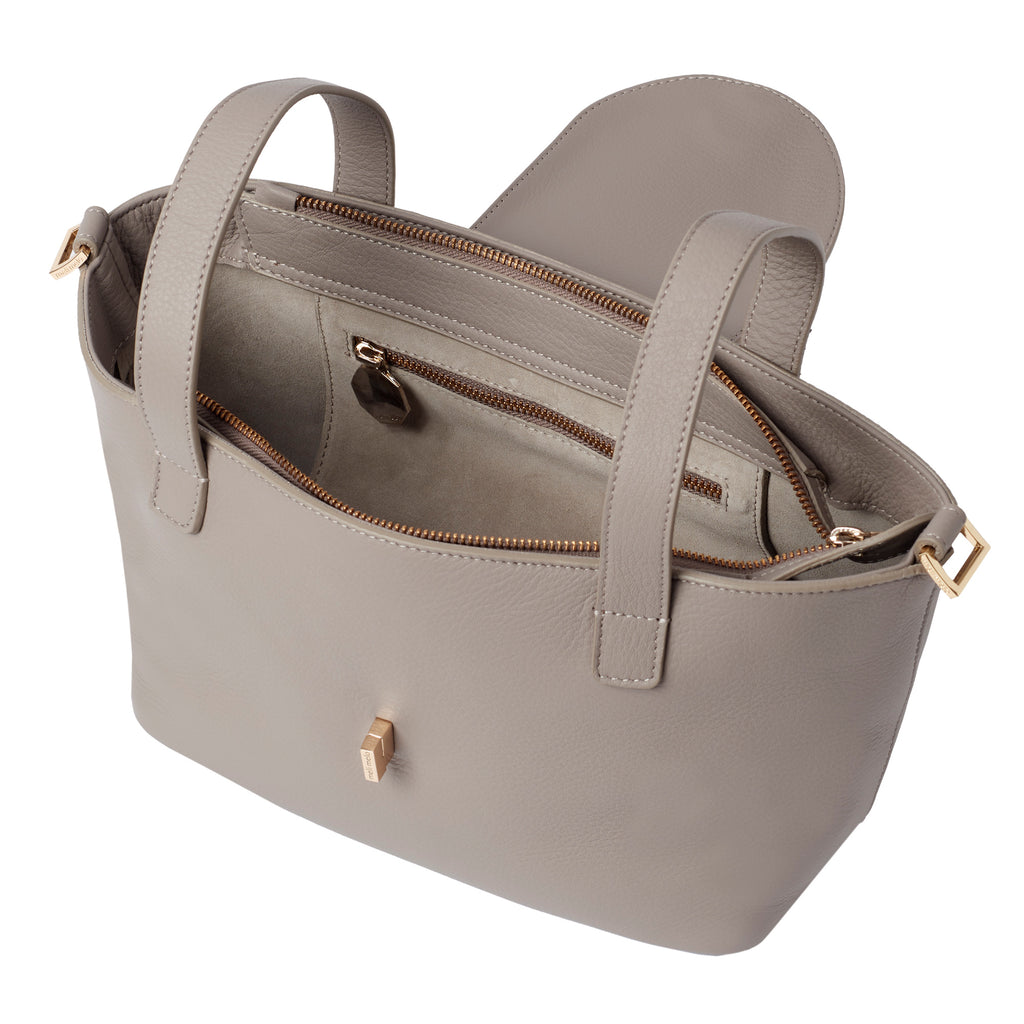 La Segreta Thela Taupe Leather Tote Bag for Women