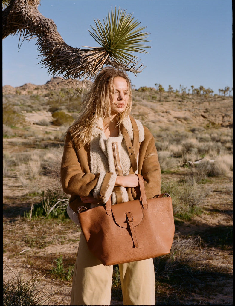 Meli Melo Thela Tan Brown Leather Tote Bag For Women