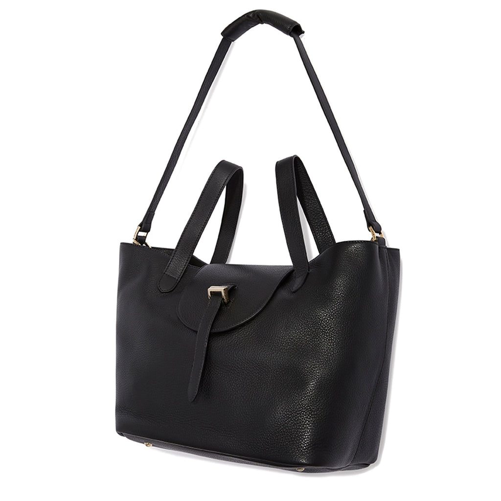 Thela Black Leather Tote Bag for Women - meli melo Official