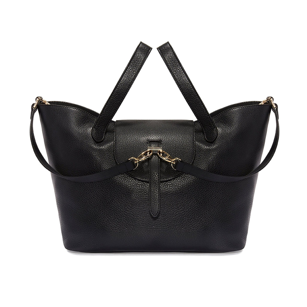 Thela Black Leather Tote Bag for Women