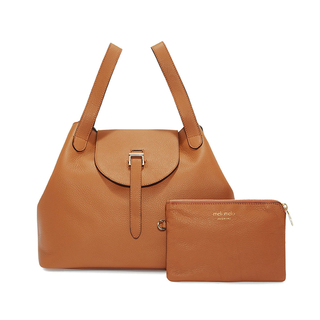 Meli Melo Thela Tan Brown Leather Tote Bag For Women