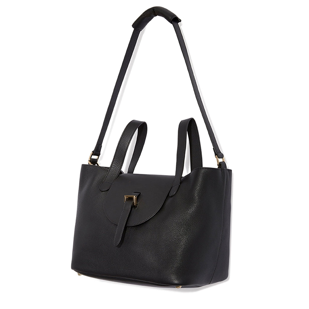 Thela Medium Black Tote Bag with Zipper Closure - meli melo Official