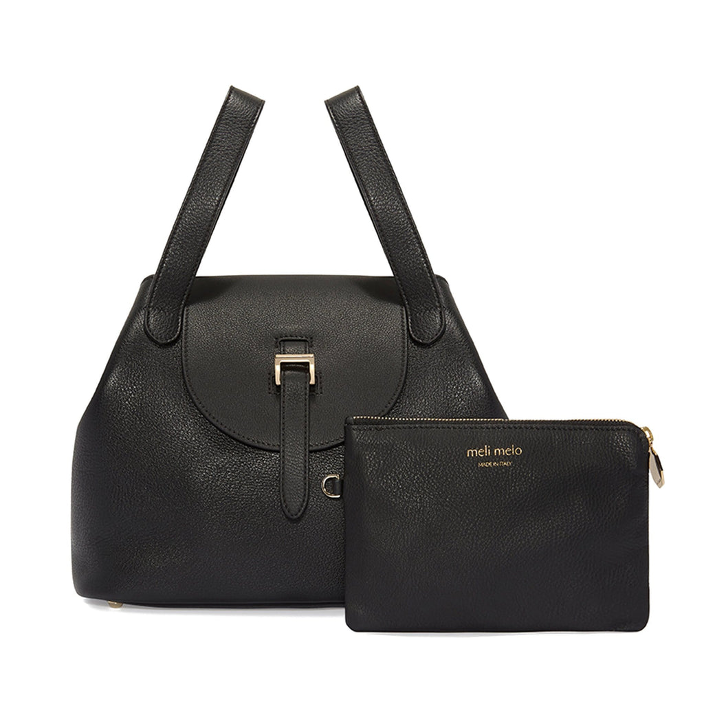 Thela Medium Black Tote Bag with Zipper Closure - meli melo Official