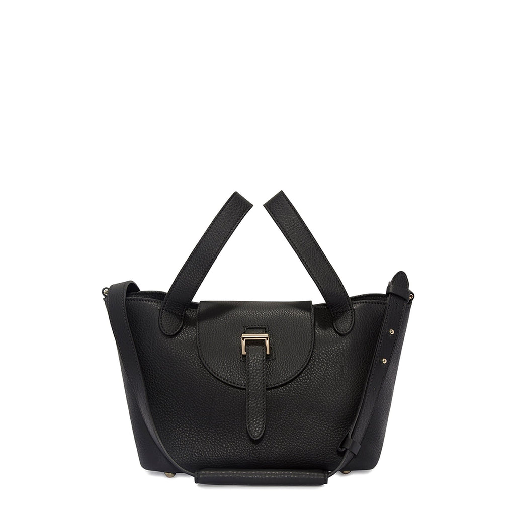 Thela Mini Black Leather Cross Body Bag for Women - meli melo Official