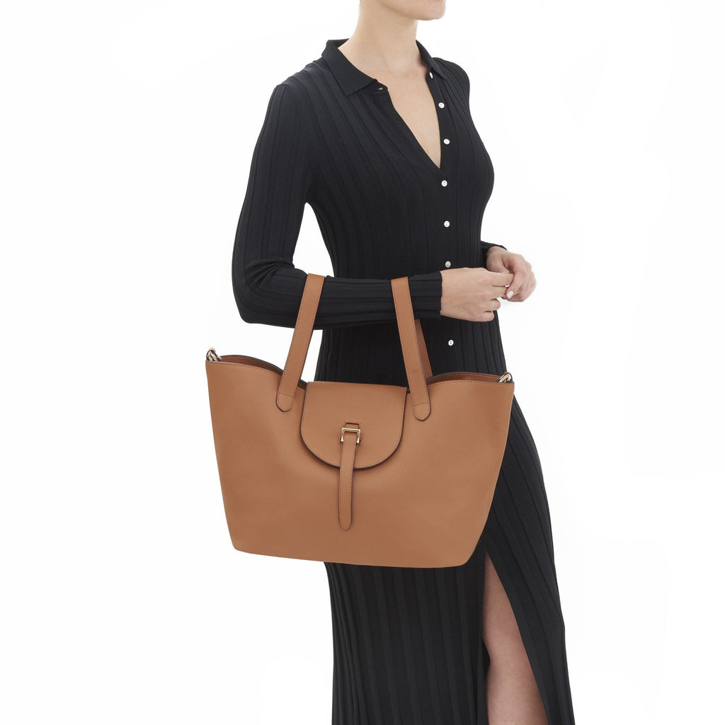 Thela Tan Brown Leather Tote Bag for Women - meli melo Official