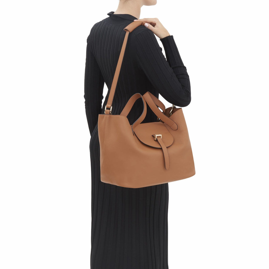 Thela Tan Brown Leather Tote Bag for Women - meli melo Official