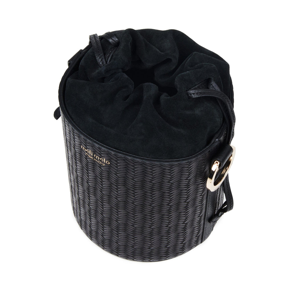 Santina Black Woven Bucket Bag for Women - meli melo Official