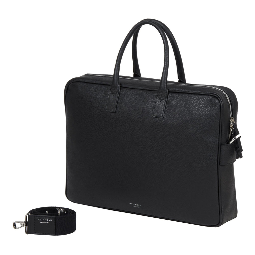 Briefcase in Black Leather for Men - meli melo Official
