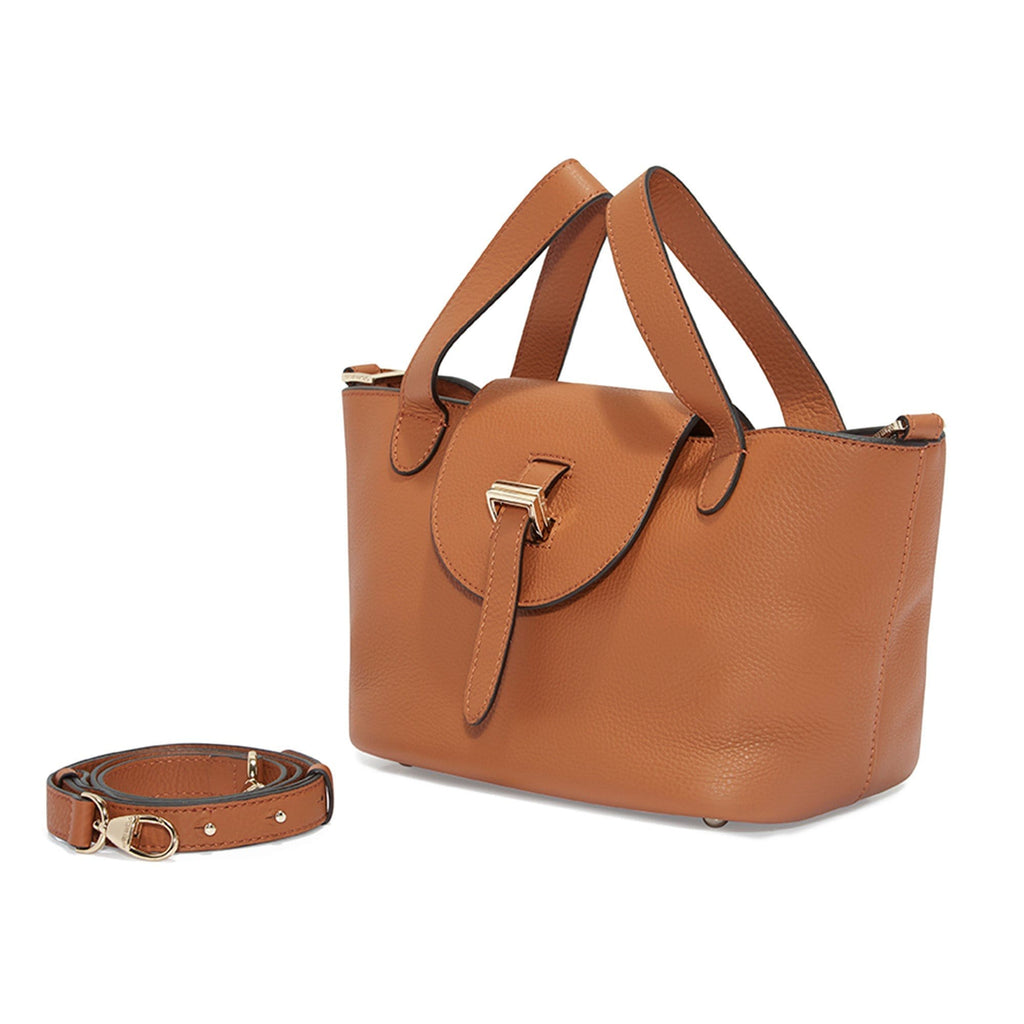 Thela Mini Tan Brown with Zip Closure Cross Body Bag for Women - meli melo Official