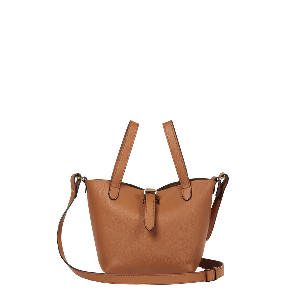 Thela Mini Shopper Tan Brown Leather Cross Body Bag for Women - meli melo Official