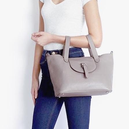 MELI MELO THELA TAUPE GREY LEATHER TOTE BAG LARGE RRP£550