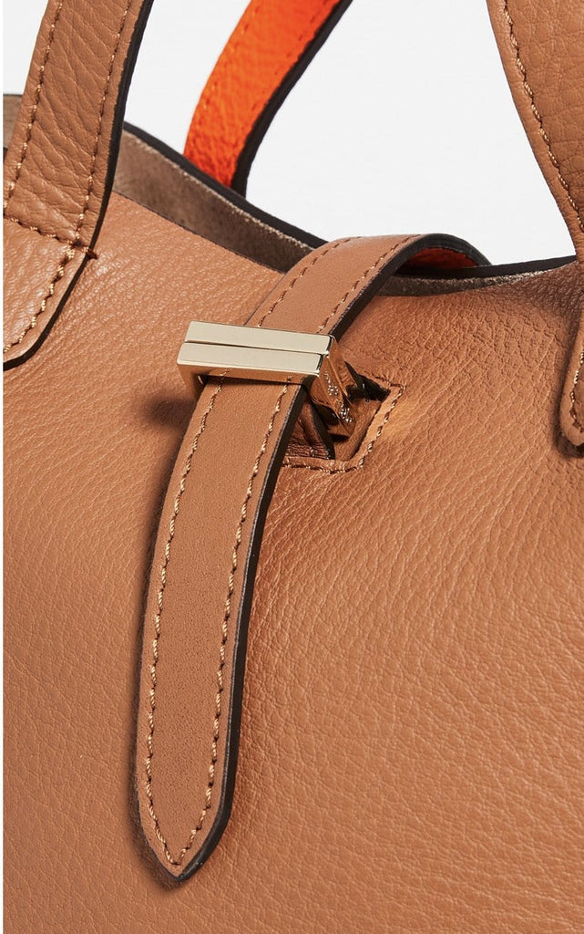 Thela Mini Shopper Tan Brown Leather Cross Body Bag for Women - meli melo Official