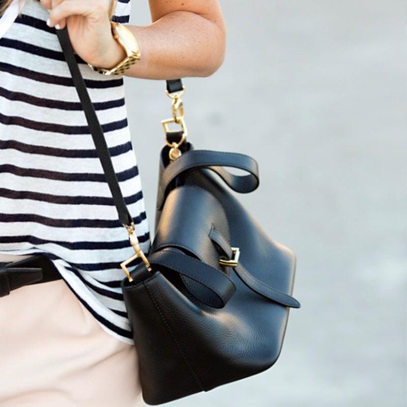Thela Mini Black Leather Cross Body Bag for Women - meli melo Official