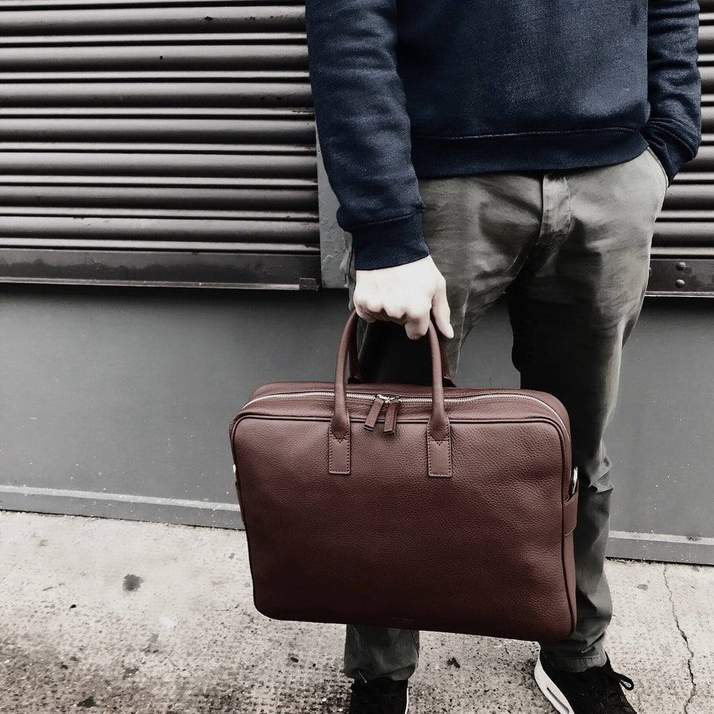 Briefcase in Argan Brown Leather for Men - meli melo Official